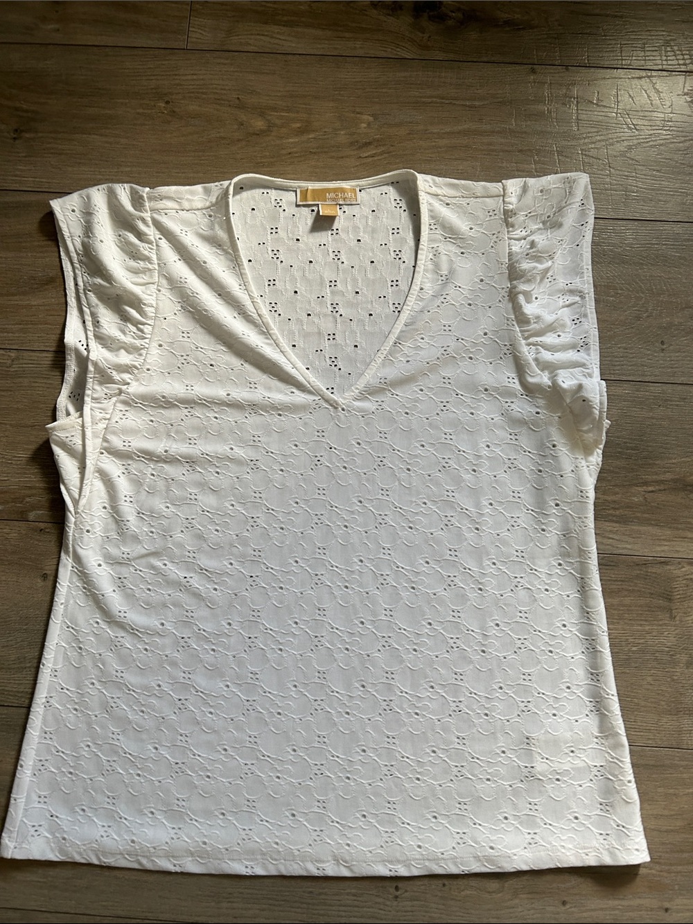 Michael Kors White Eyelet V-Neck Blouse